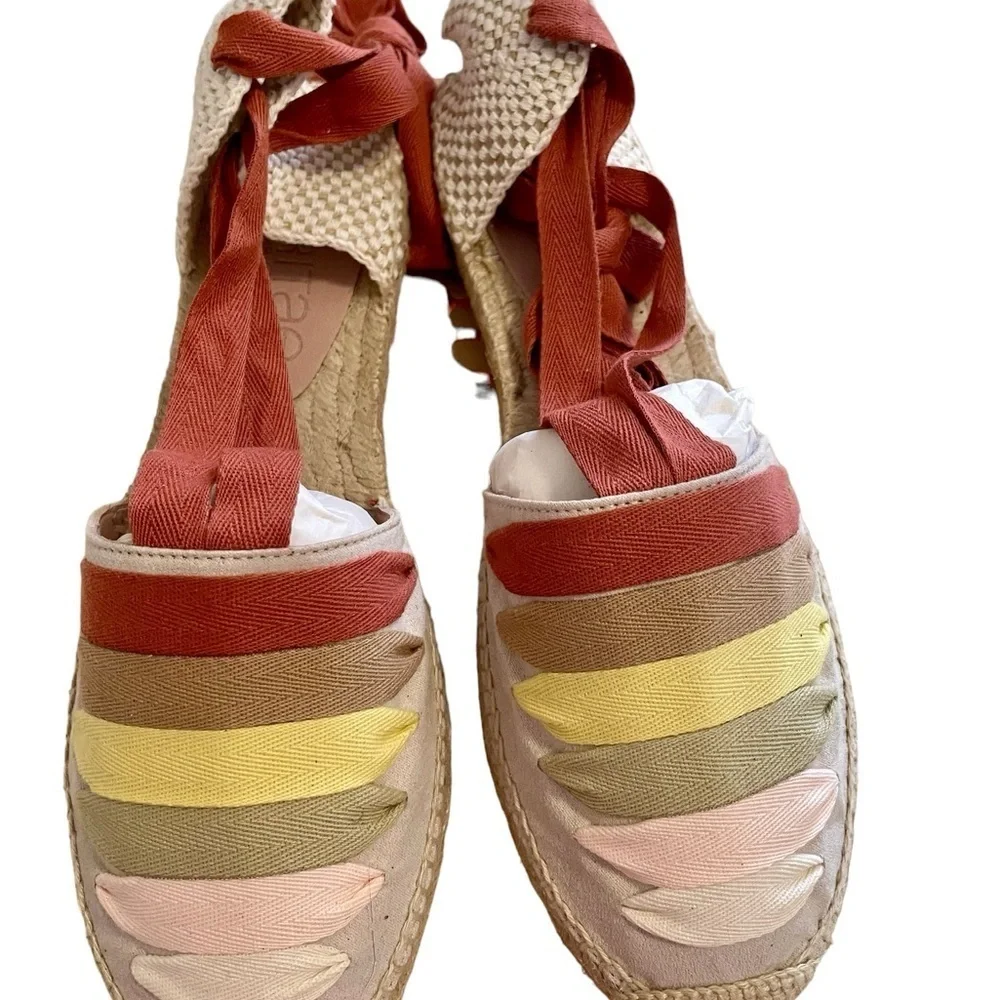 Liberitae Women’s Sandals, Size 39 (8), Beige & Colorful Straps & Jute, …